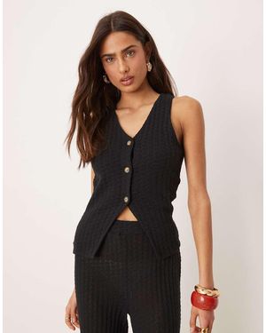 ASOS Chaleco De Traje Abotonado De Punto De (Parte De Un Conjunto) - Negro