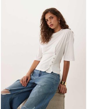 ASOS Button Sinched Waist Cupro T.shirt - Blue