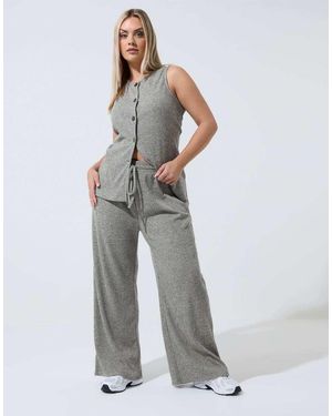 Yours Clothing Drawstring Wide Leg Trousers - Grey