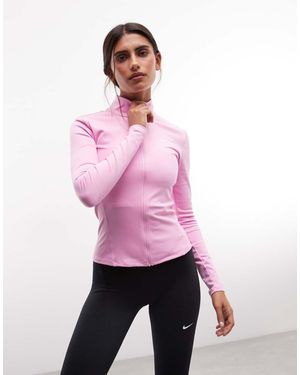 Nike One Dri-Fit Aansluitende Top Met Lange Mouwen En Rits - Roze