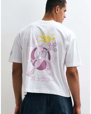 ASOS T-Shirt Squadrata Oversize Con Stampa Pokemon Mewtwo - Bianco