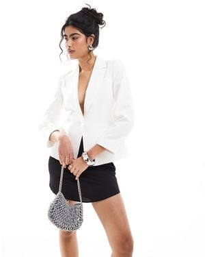 Miss Selfridge Blazer avec détails nœuds et finitions dentelle - écru - Blanc