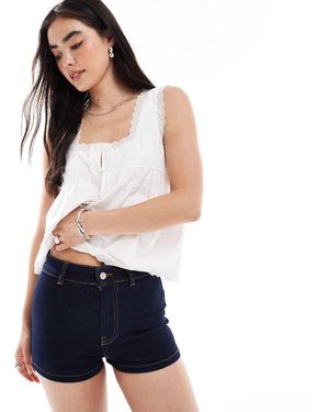 ASOS Pantalones Muy Cortos Vaqueros Añil Elásticos De Talle Medio De - Marino - Azul