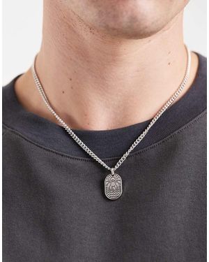 Classics 77 Mountain Engraved Pendant Chain Necklace - Grey