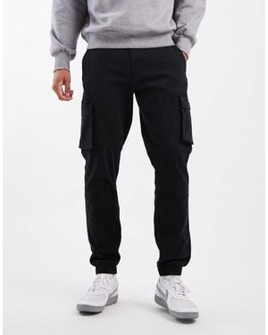 Only & Sons Tapered Fit Cuffed Cargo Trousers - Black