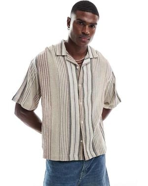 Pull&Bear Camicia A Righe Rétro Testurizzata - Grigio