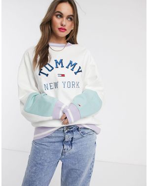 Tommy Hilfiger Colour-blocked Logo Sweatshirt - White