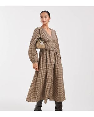 New Look Check Tea Midi Dress - Brown