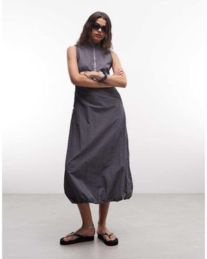 Collusion Vestido Midi Técnico Con Cuello Alto - Azul