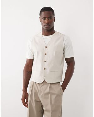 Jack & Jones Premium Co-ord Linen Blend Waistcoat - Natural