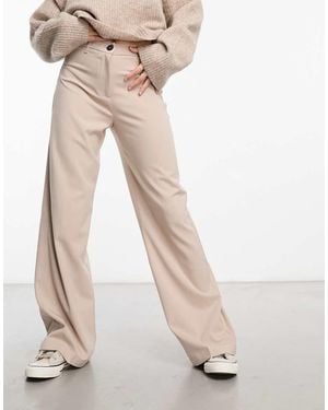Bershka Wide Leg Tailored Trousers - Bianco