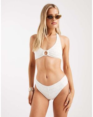 Lindex Broderie Ruched Side Bikini Bottom - White
