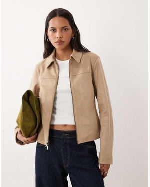 Abercrombie & Fitch Fitted 90s Faux-leather Jacket - Blue