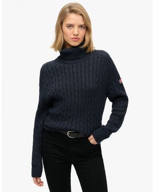 Superdry – lockerer rollkragenpullover - Blau