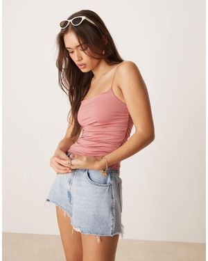 ASOS Fitted Ruched Side Cami Top With Spaghetti Straps - White