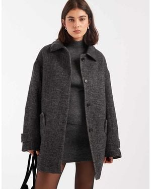 ASOS Wool Blend Textured Jacket With Collar - Grey