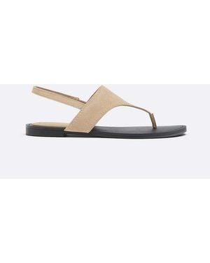 Stradivarius Flat Slider Sandals With Detail - White