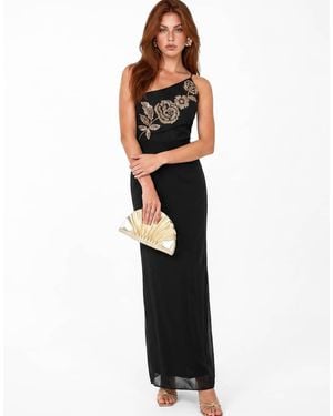 Maya Embellished Strappy One Shoulder Maxi Dress - White