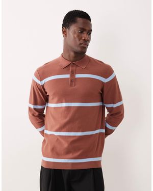 ASOS Knitted Long Sleeve Polo - Red