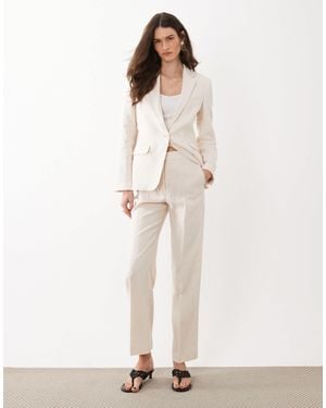 Mango Boreli 100% Linen Tailored Straight Trouser Co-ord - Natural