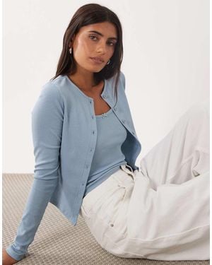 Miss Selfridge Ribbed Cardigan And Cami Set - Blue