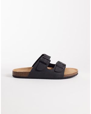 SEQWL Sandalias Negras Con Hebillas Molsen De - Negro