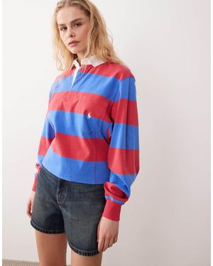 Polo Ralph Lauren Icon Logo Block Stripe Vintage Rugby Polo - Red