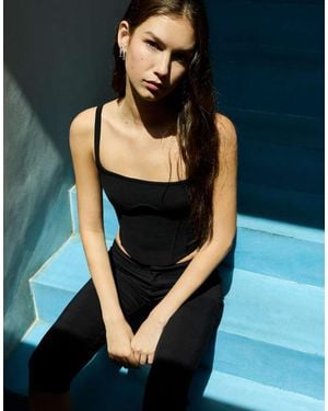 Bershka Corset Strappy Top - Blue