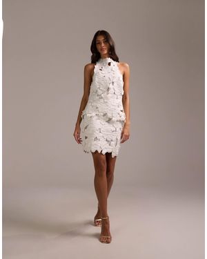 ASOS Bridal 3d Floral Cutwork Mini Skirt - Natural