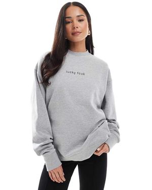 French Connection Fcuk Sweatshirt With Lucky Slogan - Grey