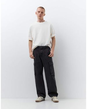 Pull&Bear baggy Cargo Jeans - White