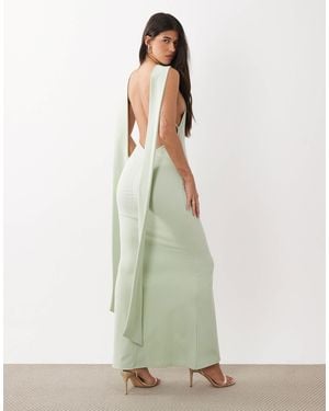 chinese dress ladies ASOS DESIGN Frill Plunge Maxi Dress In Black main image 1