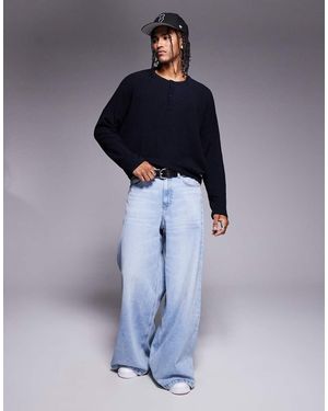 ASOS Super Oversized Cropped Lightweight Jumper - Blue