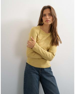 TOPSHOP Asymmetric Long Sleeve T-Shirt - Natural