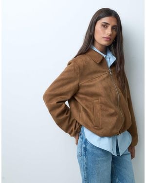 Vero Moda Faux Suede Clean Bomber Jacket - Blue