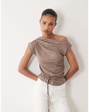 Cotton On Georgie Belted Off Shoulder Top - Natural