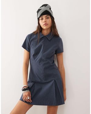 Collusion Bengaline Tailored Fitted Dress - Blue
