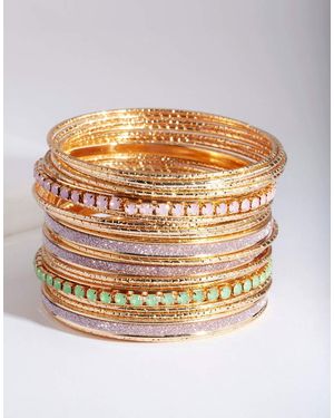 Lovisa Set Van 20 Gouden Armbanden Met Glitter En Siersteentjes - Metallic