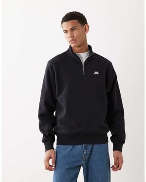 Nike Club Logo 1/4 Zip Sweatshirt - Black