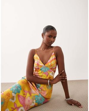 Never Fully Dressed Imogen Satin Cami Biase Maxi Dress - Orange