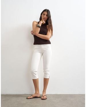 TOPSHOP High Rise Capris Jean - White