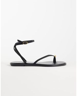 Mango Hardware Detailing Flat Sandals - White