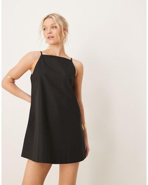 ASOS Vestito Corto Morbido Nero Con Scollo A Barchetta