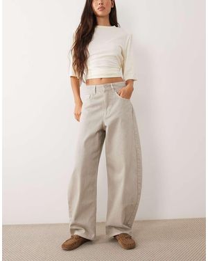 ASOS Vaqueros Barrel De Talle Alto En Stone-Neutro
