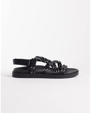 ASOS Cross Strap Rope Sandals - Black