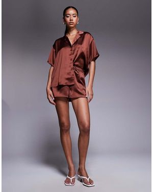 ASOS Satin Short Co-Ord - Brown