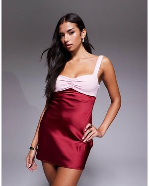 Edikted Contrast Satin Effect Mini Dress - Red