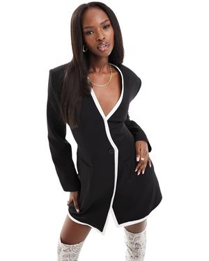 Kaiia Vestito Corto Sartoriale Con Bordi A Contrasto - Nero