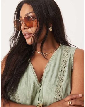 ASOS Angular Metal Frame Sunglasses - Metallic