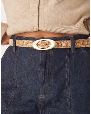 ASOS Hair On Real Leather Waist And Hip Belt - Blue